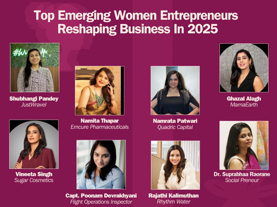 Emerging Women Entrepreneurs, JustWravel, Ghazal Alagh, Namita Thapar, Namrata Patwari, Vineeta Singh’s Bold Bet, Capt. Poonam Devrakhyani, Rajathi Kalimuthan, Dr. Suprabhaa Raorane